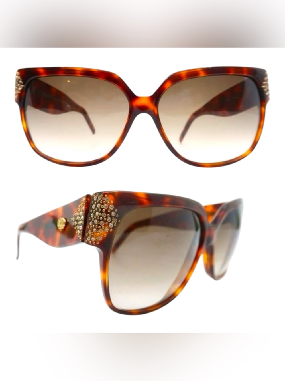 1990’s Stendhal‎ Paris Oversized Sunglasses Tortoiseshell w/ Rhinestones, France